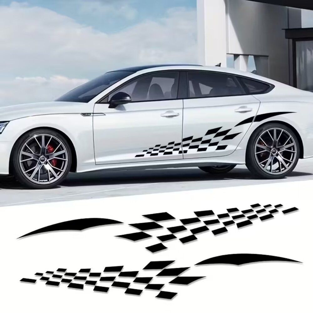 #621 2pcs Car Scratch Cover Stickers Racing Stripe Vinyl Decals Suitable
